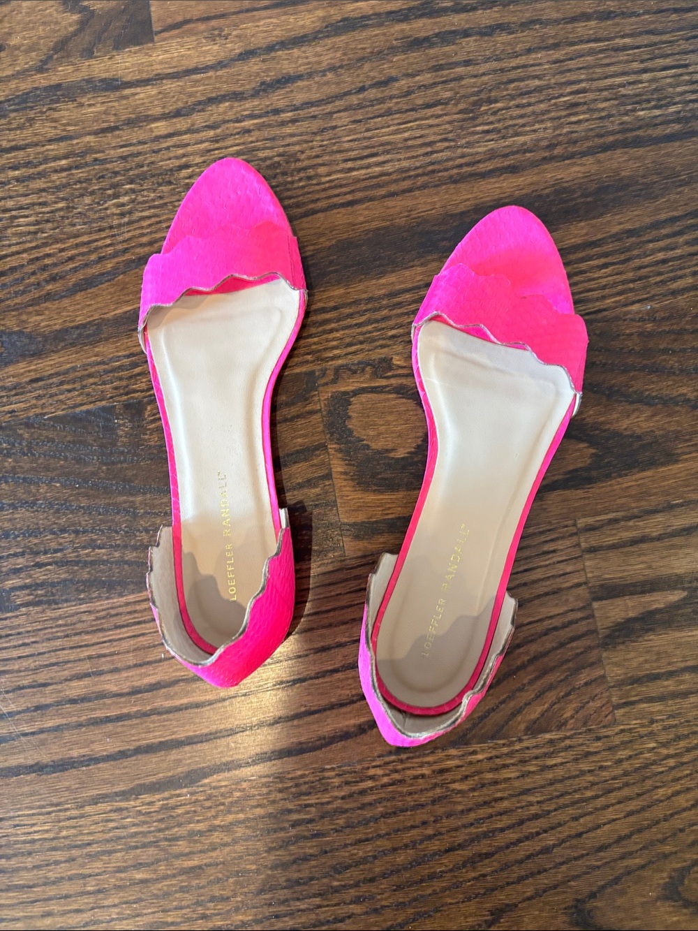Loeffler Randall Hot Pink Scalloped D'Orsay Flats